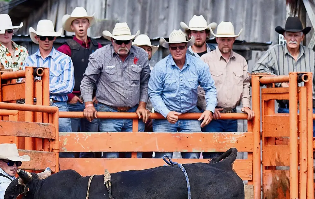 Jon Dorau with community members at the Dorau Farms Rodeo